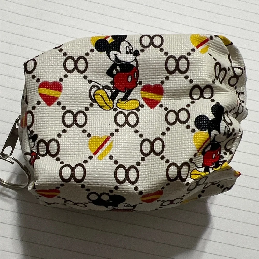Mickey Mouse Patterned Pouch wallet change purse with key ring
